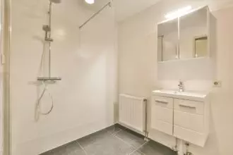Interior of the bathroom with shower